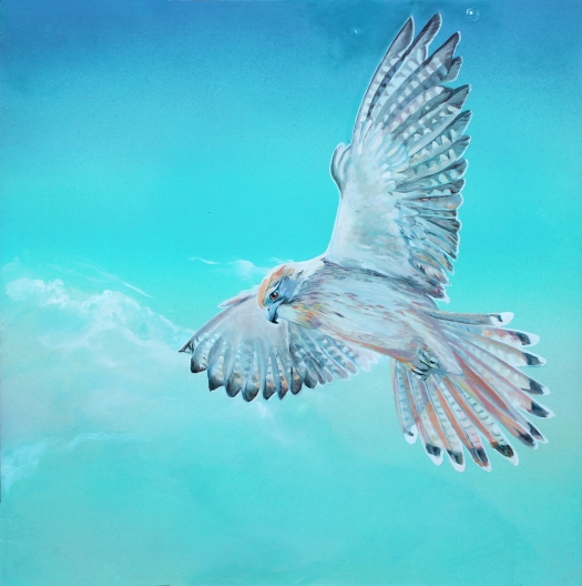 The Art of Riding the Wind No. 7 - Kestrel Oil and acrylic on composite aluminium panel 40x40 cms